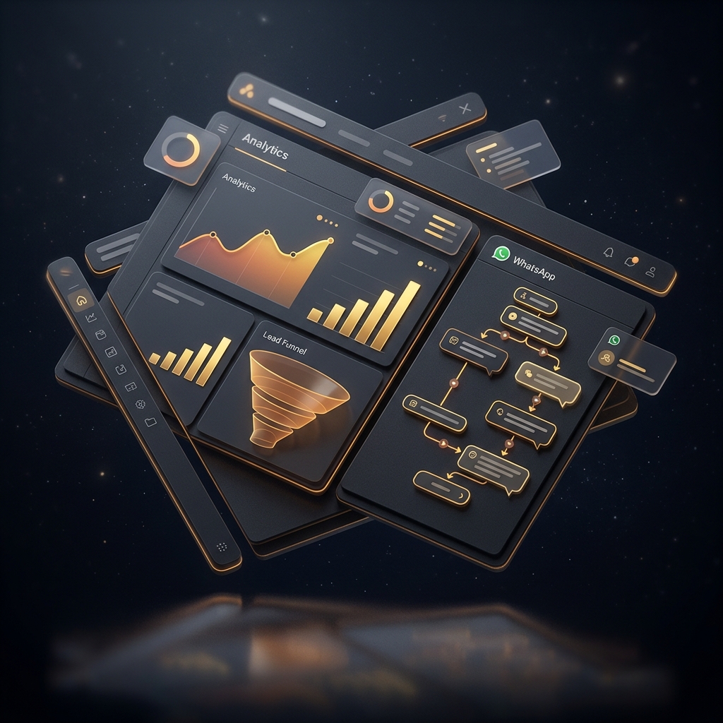 Dashboard de automatización mostrando analiticas y embudos de venta